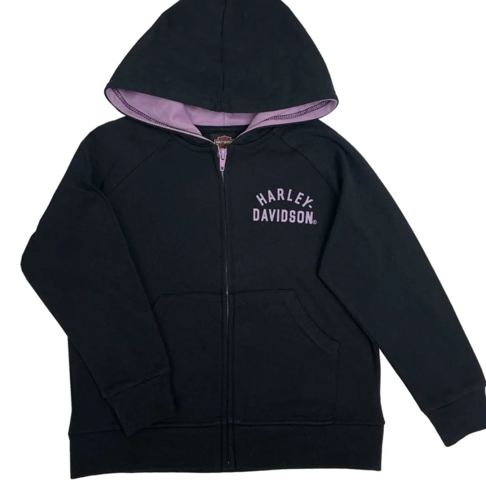 Harley-Davidson Kids Black Hoodie with Purple Lining - Picture 1 of 6